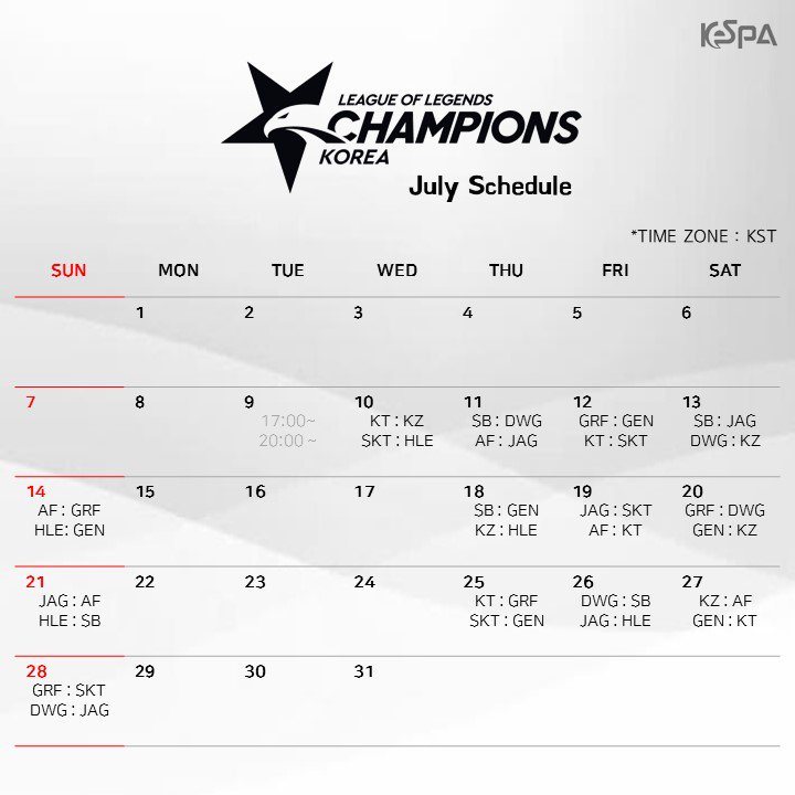 Lịch thi đấu LCK mùa hè 2019 Lịch thi đấu LCK mùa hè 2019